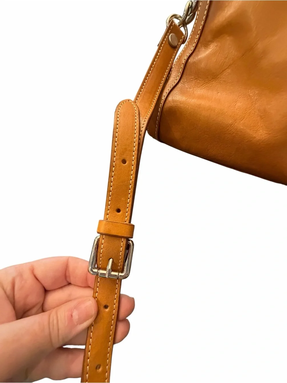 Cavalcanti Italian Satchel Shoulder Bag Cognac Brown Burnished Leather Western